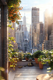 Sun-Drenched Terrace: Overlooking City Skyline