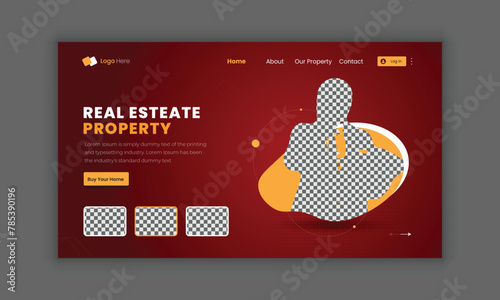 Hero banner for real estate website, landing page template with house signed property purchase agreement. Concept of real estate deal, buying a home. Modern Real estate website UI/UX design. (ID: 785390196)