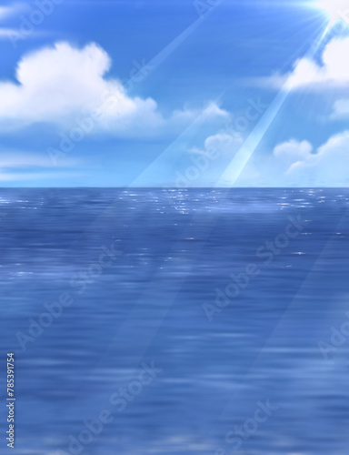 illustration of the sea or ocean in spring and summer available for wallpaper or background 