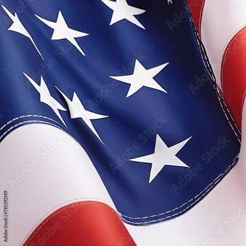 America Flag Of Silk With Copyspace