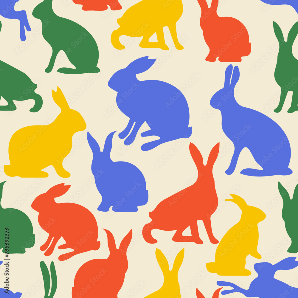 Minimalist pattern with Easter bunny. Festive, spring design. Perfect for gift wrapping, backdrops, prints and will make a great addition to your project. Minimalist pattern with Easter bunny. Festive, spring design. Perfect for gift wrapping, backdrops, prints and will make a great addition to your project.