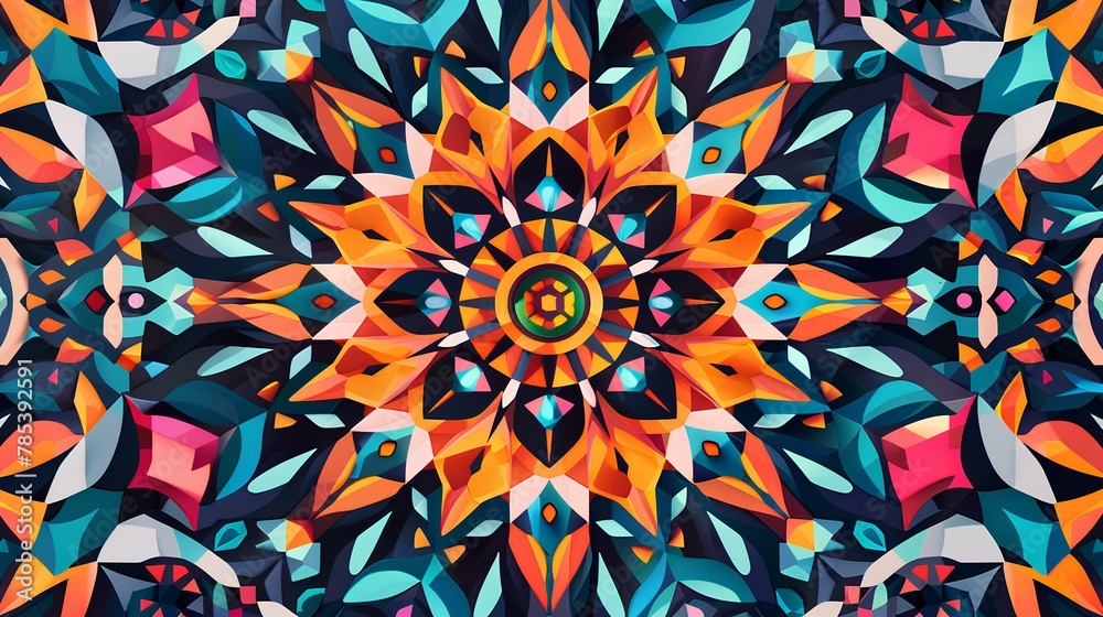 Abstract pattern with vibrant flowers, seamless design, mesmerizing colors, intricate details, and a touch of mystique Abstract pattern with vibrant flowers, seamless design, mesmerizing colors, intricate details, and a touch of mystique