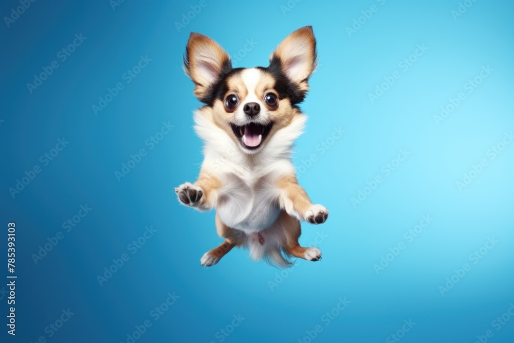 Happy dog jumping and having fun.
