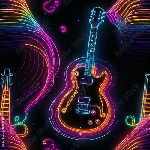 Neon guitar illustration