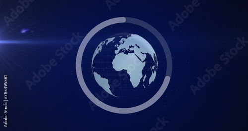 Image of circle and globe over blue background
