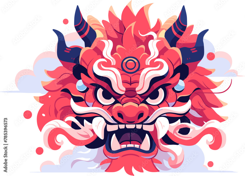 Traditional dragon mask with dynamic colors. Holidays. celebration. Vector illustration.