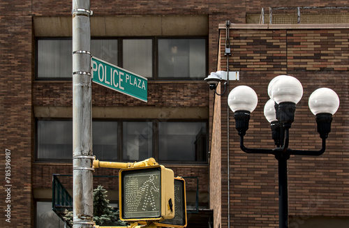 police plaza street sign downtown manhattan new york city (one headquarters) cops photo