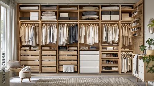 Spacious custom arrangeable modular wardrobe with shelves containers drawers and hangers