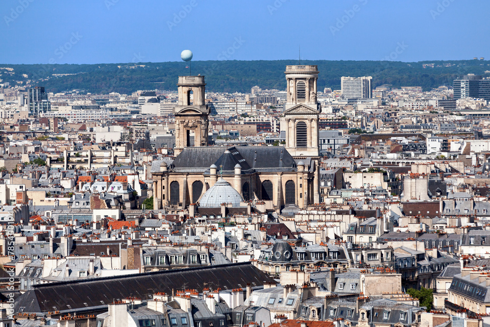 Aerial view of the Saint-Sulpice church in Paris