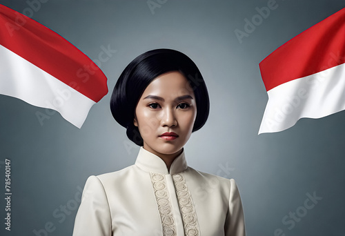 portrait of a person with a flag on background photo