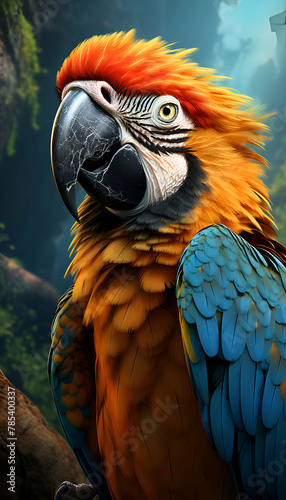 Colorful macaw parrot in the zoo.3d render