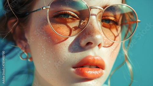 Beauty fashion model girl wearing stylish sunglasses, generative ai