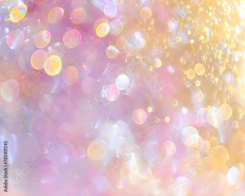 Pink and Yellow Glittering Lights with Dreamy Bokeh, banner, background for event invitation, New Year's or Christmas decoration, Party Time, Festival Holiday, Birthday, Space for text