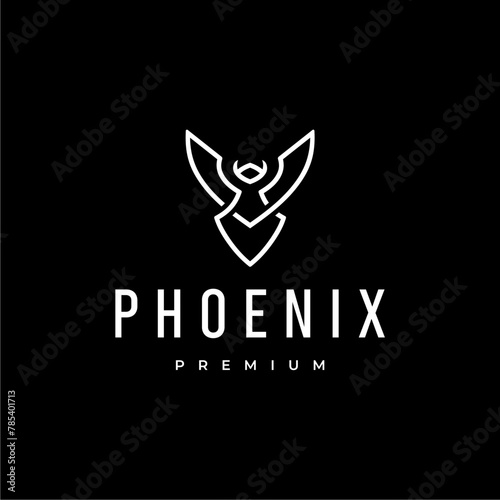 eagle phoenix logo line outline vector