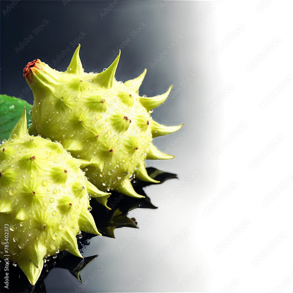 Vibrant noni berries Morinda citrifolia elegantly draped over a polished black plate their unique texture