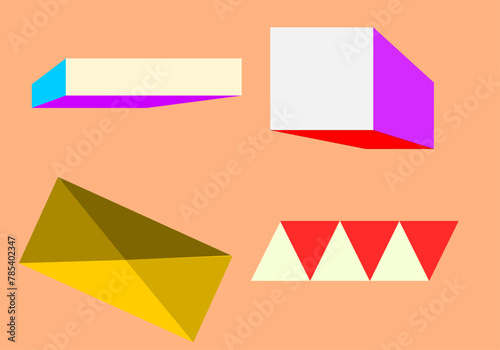 Free Download Neo memphis style vector illustration and graphic design. Minimalist flat color geometric pattern in square and triangular shape - GFXLoad