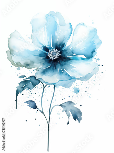 Blue flower watercolor.