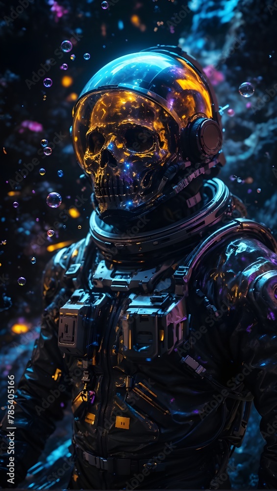 Skeleton astronaut in space