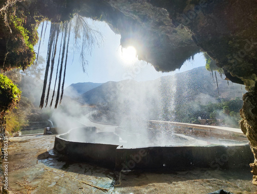 View at Ma'In thermal spring waterfall in Jordan