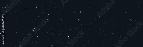Grunge stamp, vintage effect, traces of antiquity. White dust particles on a dark background. Old black paper or cardboard for backdrop. Vector illustration of astrology horizontal background. © A_Y_N