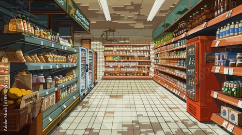 Supermarket empty indoor scenario