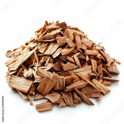 Pile of wood chips isolated on white