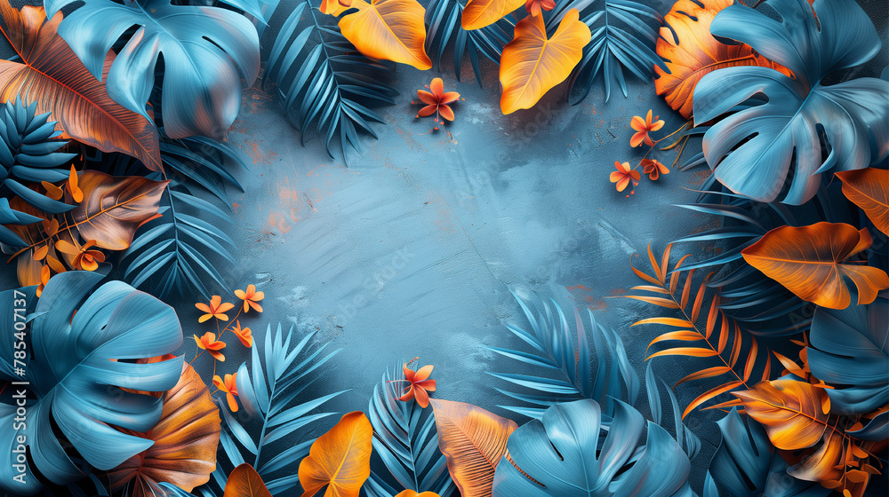 Summer concept design, abstract illustration with jungle exotic leaves. Summer concept design, abstract illustration with jungle exotic leaves.