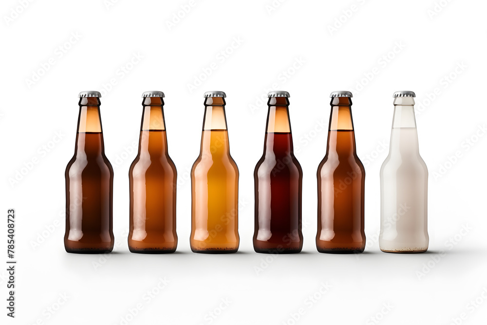 Craft beer bottles mockup isolated on white background Craft beer bottles mockup isolated on white background