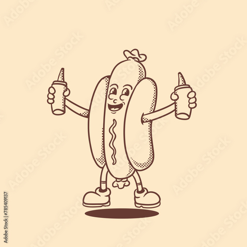 mascot logo hotdog with retro style good for branding