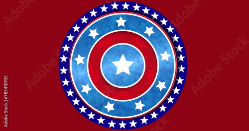Image of moving circles with stars coloured with flag of usa