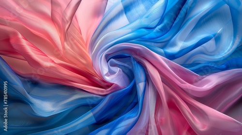 A piece of fabric with a blue and pink swirl