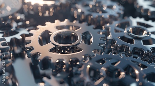 a visual metaphor of gears interlocking and turning together smoothly, symbolizing the interconnectedness and synchronized effort of teamwork in achieving organizational goals photo