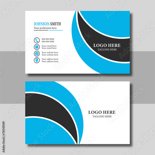 Corporate Business Card Layout with blue color, Double-sided creative and modern business card vector design template. Business card for business and personal use, Vector illustration design.
