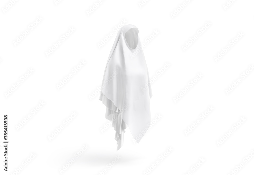 Blank white female khimar mockup, side view Blank white female khimar mockup, side view