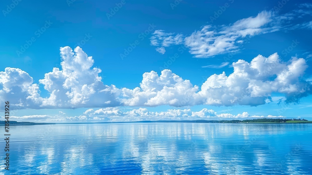 The sky is blue and the water is calm