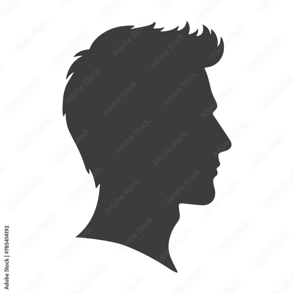 Silhouette. Young man profile. Vector