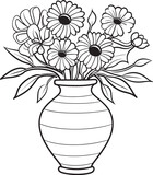 Dynamic Vase Line Art Vector Illustration
