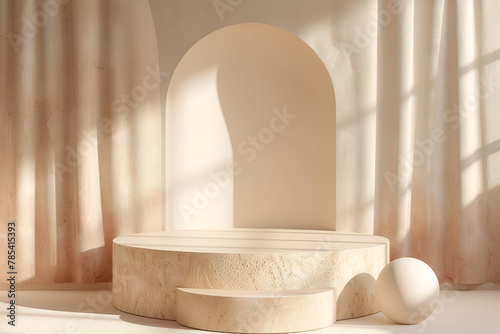 White marble podium for product display with marble texture background, generative ai