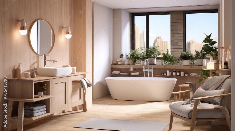 Modern cozy wooden bed UHD Wallpaper Modern cozy wooden bed UHD Wallpaper