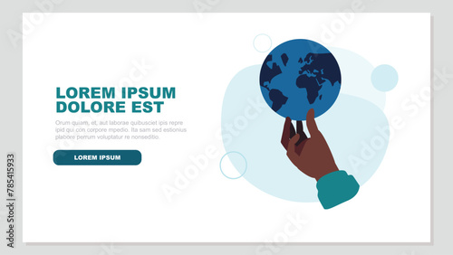 Vektor-Illustration einer Hand, die einen Globus als Symbol für die globale Verfügbarkeit auf dem Arbeitsmarkt hält - Business-KonzeptAdobe Illustrator Artwork