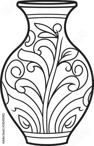 Minimal Vase Sketch Vector Graphic Design