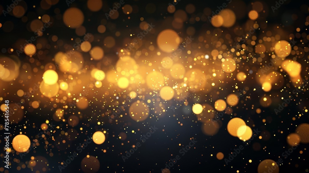 magical golden bokeh lights shimmering abstract background sparkle effect digital illustration