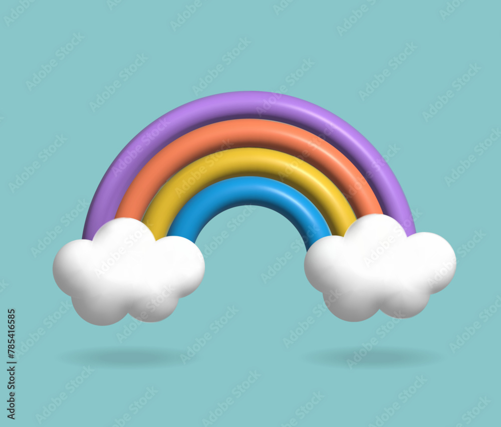 3d rainbow with clouds, vector illustration. 3d rainbow with clouds, vector illustration.