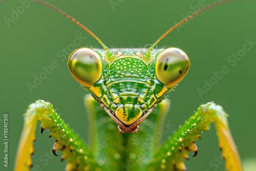 Detailed macro photograph capturing a praying mantis up close in intricate detail © Ilja