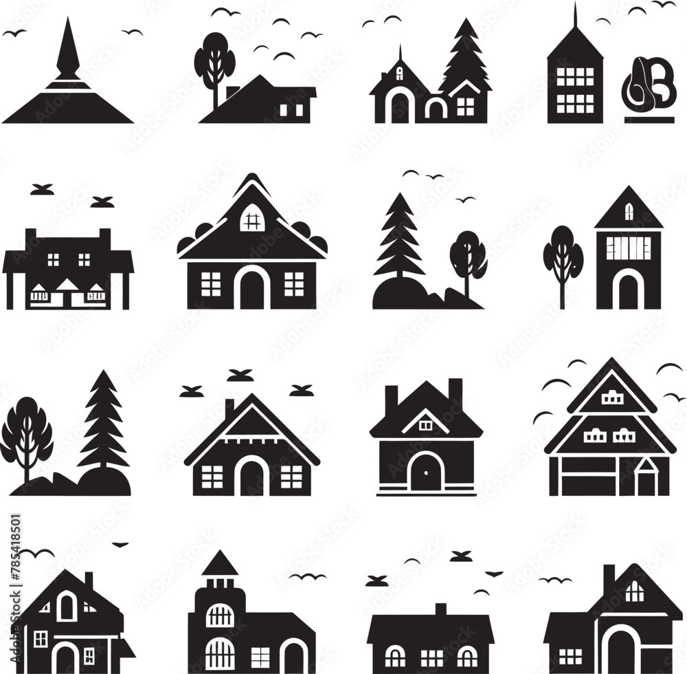 Whispering Woods Illustrated Village Forest in Vector