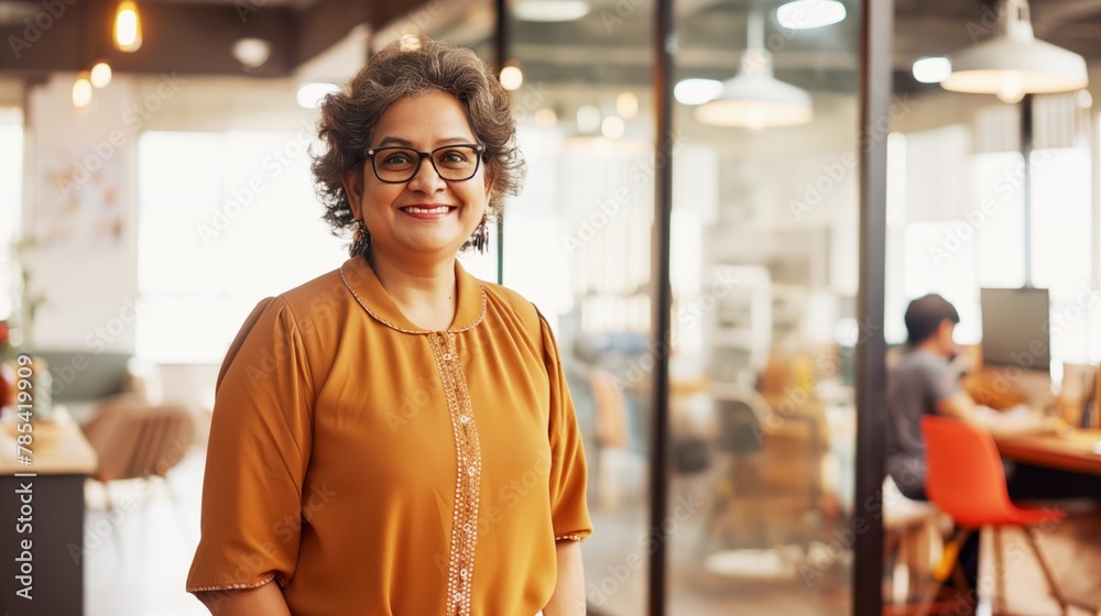 confident businesswoman smiling in a modern office environment. confident businesswoman smiling in a modern office environment.