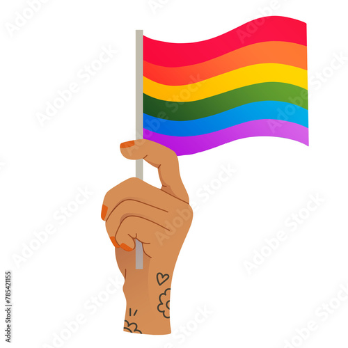 main non genrée qui porte le drapeau de la communauté lgbt  photo