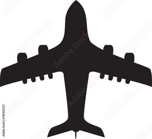 Airplane silhouette. Flat design vector icon. Black illustration.