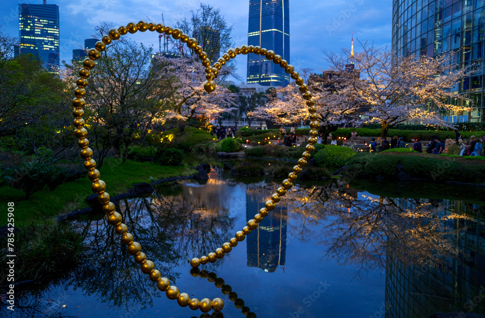 Mohri Garden night time view with Sakura