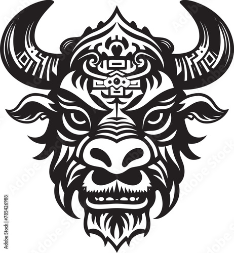 Tribal Tempest Tiki Bull Vector Design